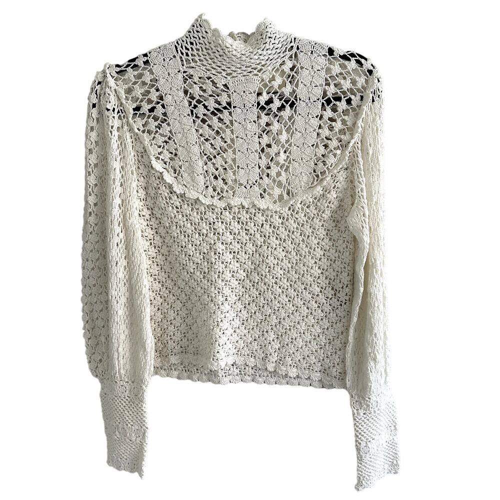 Doen Heirloom Amity Hand Knit Sweater Top Pearl Crochet - Picture 2 of 5